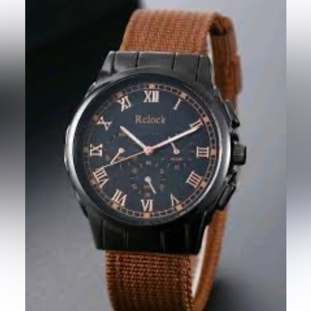 Men’s Watch Set Brown canvas band NEW